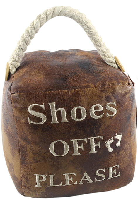 Faux Leather Shoes Off Please Doorstop - Click Image to Close